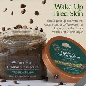 TREE HUT FIRMING SCRUB MOCHA & COFFEE BEAN SUGAR W/CAFFEINE 18 OZ